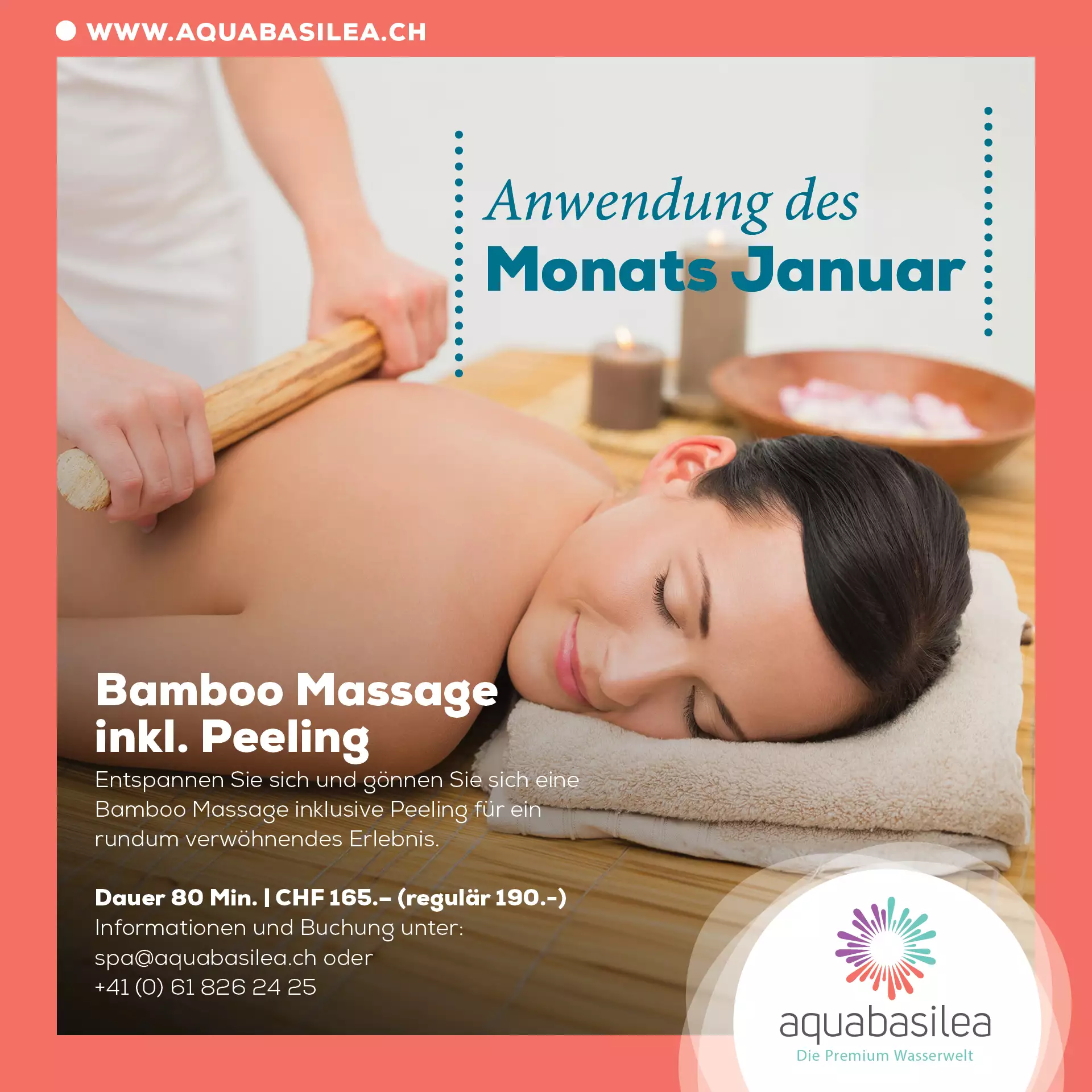 Anwendung des Monats im Januar - "Bamboo Massage inkl. Peeling"