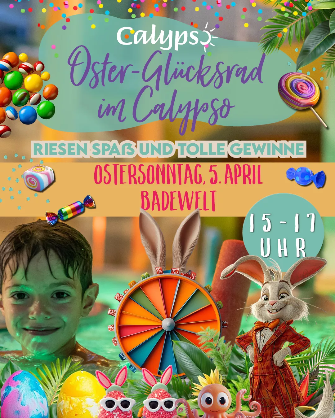 Social Media 4zu5_Ostern 2026_Events Badewelt_Oster-Glücksrad