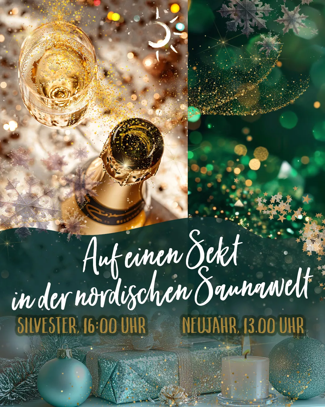 Social Media Kampagne 4zu5_Weihnachten 2025-Sekt Silvester