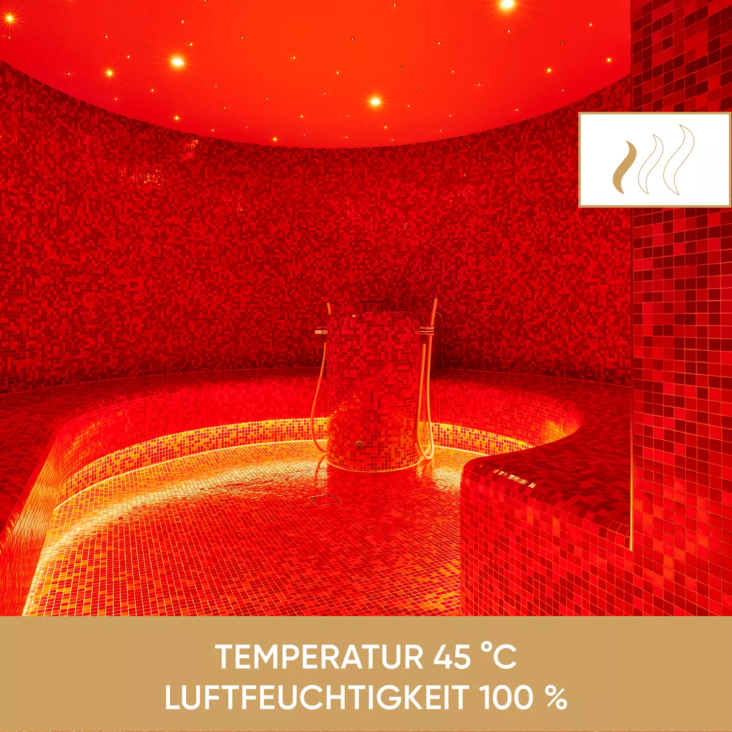 sauna_Dampfbad Temperatur 45 °C / Luftfeuchtigkeit 100 %