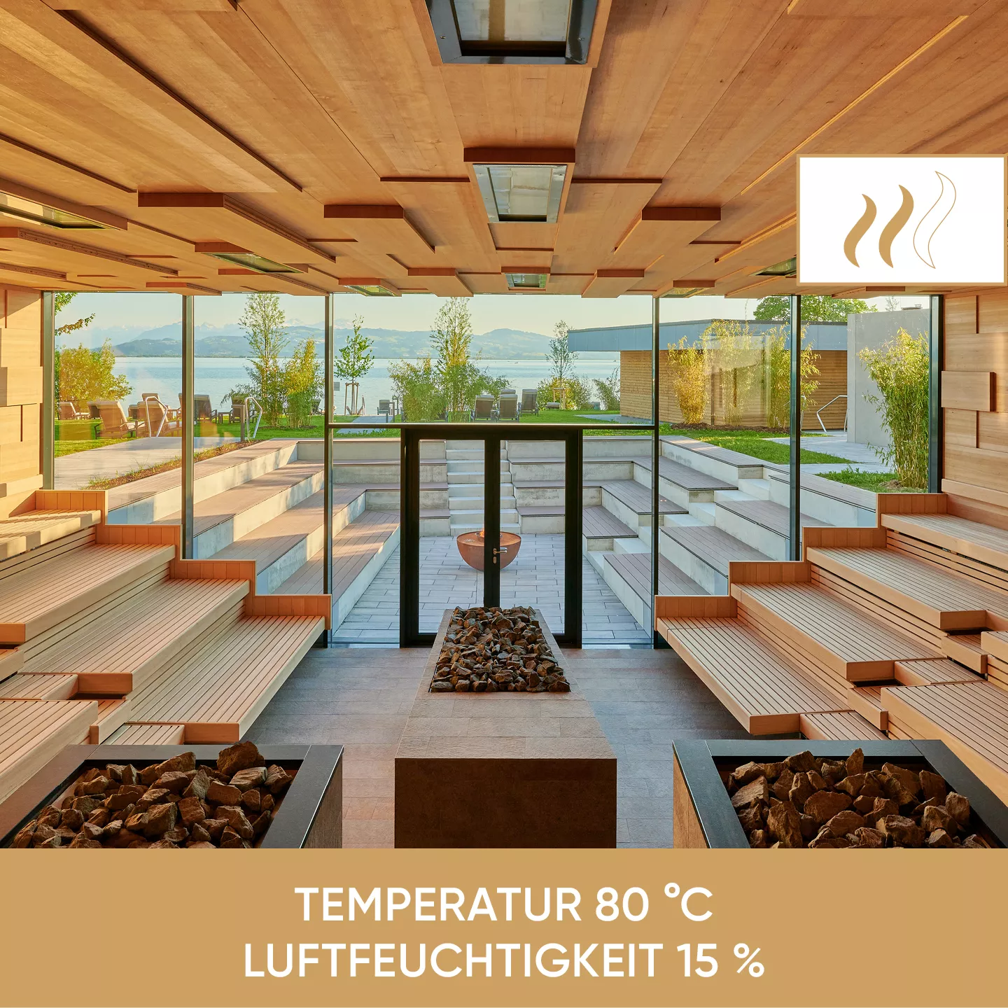 Theatersauna Temperatur 80 °C / Luftfeuchtigkeit 15 %