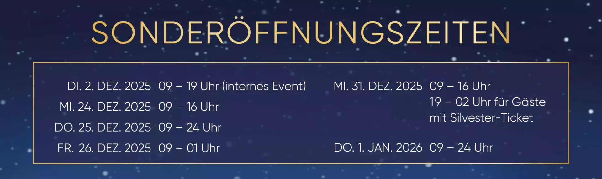 Sonderoeffnungszeiten